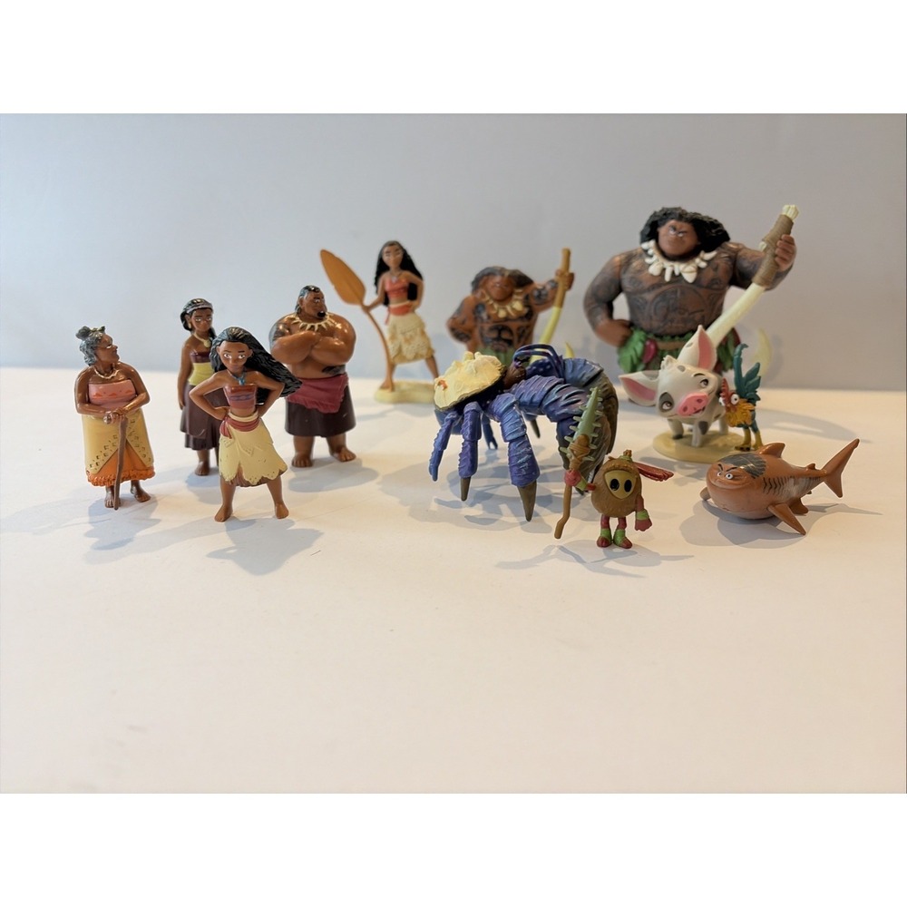 Mixed Lot of 11 Disney Moana Figures Maui Demigod Chief Tui Hei Hei Rooster